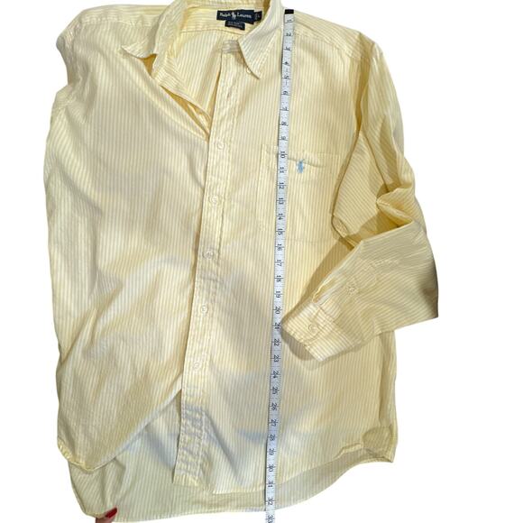 Vintage Ralph Lauren Big Shirt Yellow Stripe Cotton Button Down L - Picture 11 of 12